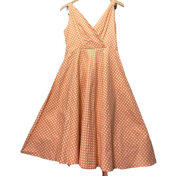 Grace Karin Dresses & Skirts - Grace Karin women Dress Orange  sleeveles Polka dots V-neck size M